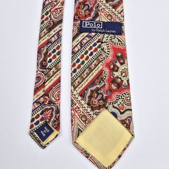 Vintage Polo by Ralph Lauren Hand Made Neck Tie Bold Paisley Made In USA - Picture 4 of 7